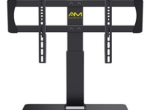 Universal TV Stand for 32-80 Inch LCD/LED/OLED TVs Tabletop TV Stand Base with VESA up to 600x400mm Height Adjustable TV Stand Mount Holds up to 99lbs with Tempered Glass- APTVS07