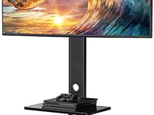PERLESMITH Swivel Floor TV Stand/Base with Shelves for Most 37-75 inch LCD LED TVs - Universal TV Mount Stand Perfect for Corner & Bedroom