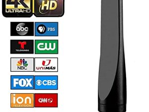 Antier Amplified Indoor Digital Tv Antenna – Powerful Best Amplifier Signal Booster up to 325+ Miles Range Support 8K 4K Full HD Smart and Older Tvs with 10ft Coaxial Cable [2023 Release]