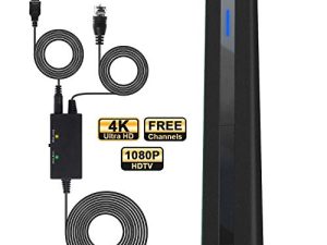 Antier Amplified Indoor Digital Tv Antenna – Powerful Best Amplifier Signal Booster up to 400+ Miles Range Support 8K 4K Full HD Smart and Older Tvs with 16ft Coaxial Cable [2022 Release]