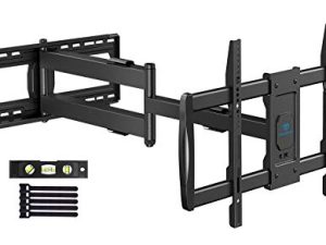 PERLESMITH Long Arm Full Motion TV Wall Mount for 37-90 inch Flat Screen or Curved TVs with 42.5 inch Articulating Extension Arm Swivel Tilt up to 132lbs
