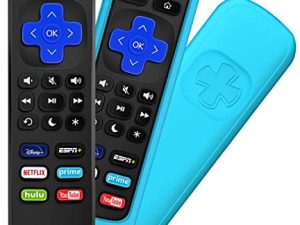 [w/Cover] 1-clicktech for【Roku TV/ Roku Box】 2-in-1 w/TV Volume for TCL Hisense ONN... All Built-in Roku TV