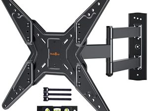 Full Motion TV Wall Mount for 23-55 Inch Flat Curved TVs with Swivel Articulating Extends Tilt Arm