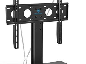 Universal TV Stand - Table Top TV Stand for 32-55 Inch LCD LED TVs - Height Adjustable TV Base Stand with Tempered Glass Base & Wire Management & Security Wire