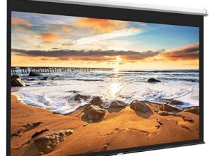 Projector Screen 100 Inch 16:9 - Auto-Locking Portable Projection Screen for 4K 3D 1080P HD - Manual Projector Screen Pull Down for Indoor Outdoor Home Theater Office Movies by PERLESMITH