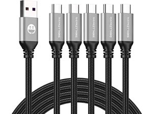 SMALLElectric Short USB Type-C Cable 5pack 12inch Fast Charging 3A Rapid Charger Quick Cord