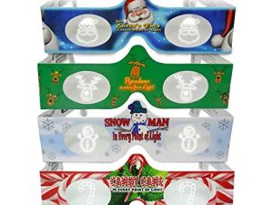3D Christmas Glasses - 4 Pack Holiday Specs - Hologram Holiday Images