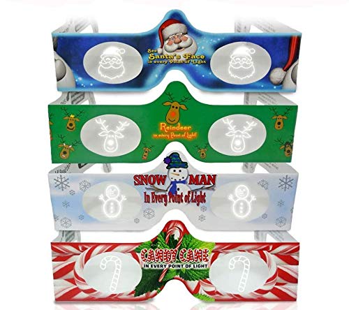 3D Christmas Glasses - 4 Pack Holiday Specs - Hologram Holiday Images 3D Christmas Glasses - 4 Pack Holiday Specs - Hologram Holiday Images
