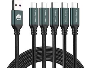 Short USB Type-C Cable 5pack 12inch Fast Charging 3A Rapid Charger Quick Cord