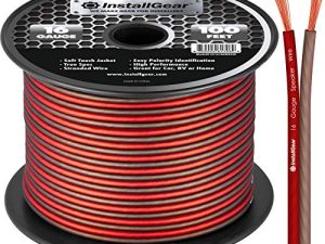 InstallGear 16 Gauge AWG Speaker Wire True Spec and Soft Touch Cable Wire (100ft Red/Black) | for Car Speakers