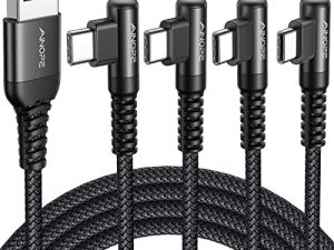 AINOPE Right Angle USB Type C Cable [3-Pack 3.3ft/6.6ft/10ft] 3.1A Fast Charging USB to USB C Cable