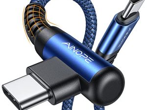 AINOPE 100W [2022 Upgrade 2-Pack 6.6ft] USB Cable C to USB C Type C to Type C Cable Right Angle USB C Cable