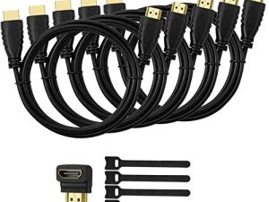 5 Pack High-Speed HDMI Cables-6ft with 90 Degree Adapter