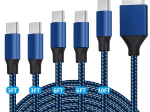 USB C Cable 5Pack (3/3/6/6/10 FT) USB-C to USB-A Fast Type C Charger Compatible with Samsung Galaxy A10e A20 A50 A51 A71